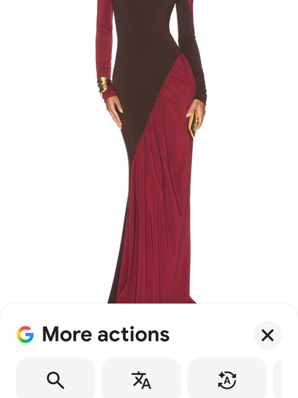 Long Sleeve Two-Tone Burgundy and Brown Turtleneck Maxi Dress helsa